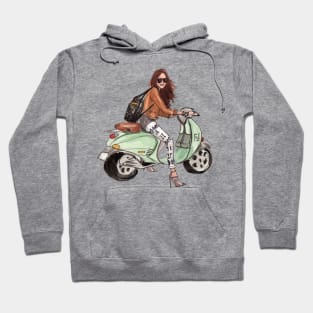 Girl with her scooter Hoodie